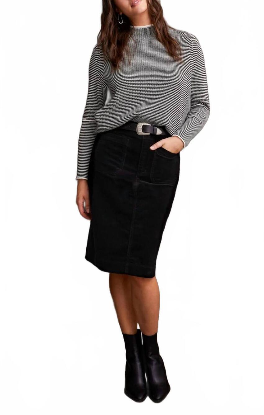 NEW TRIBAL front fly corduroy skirt in black